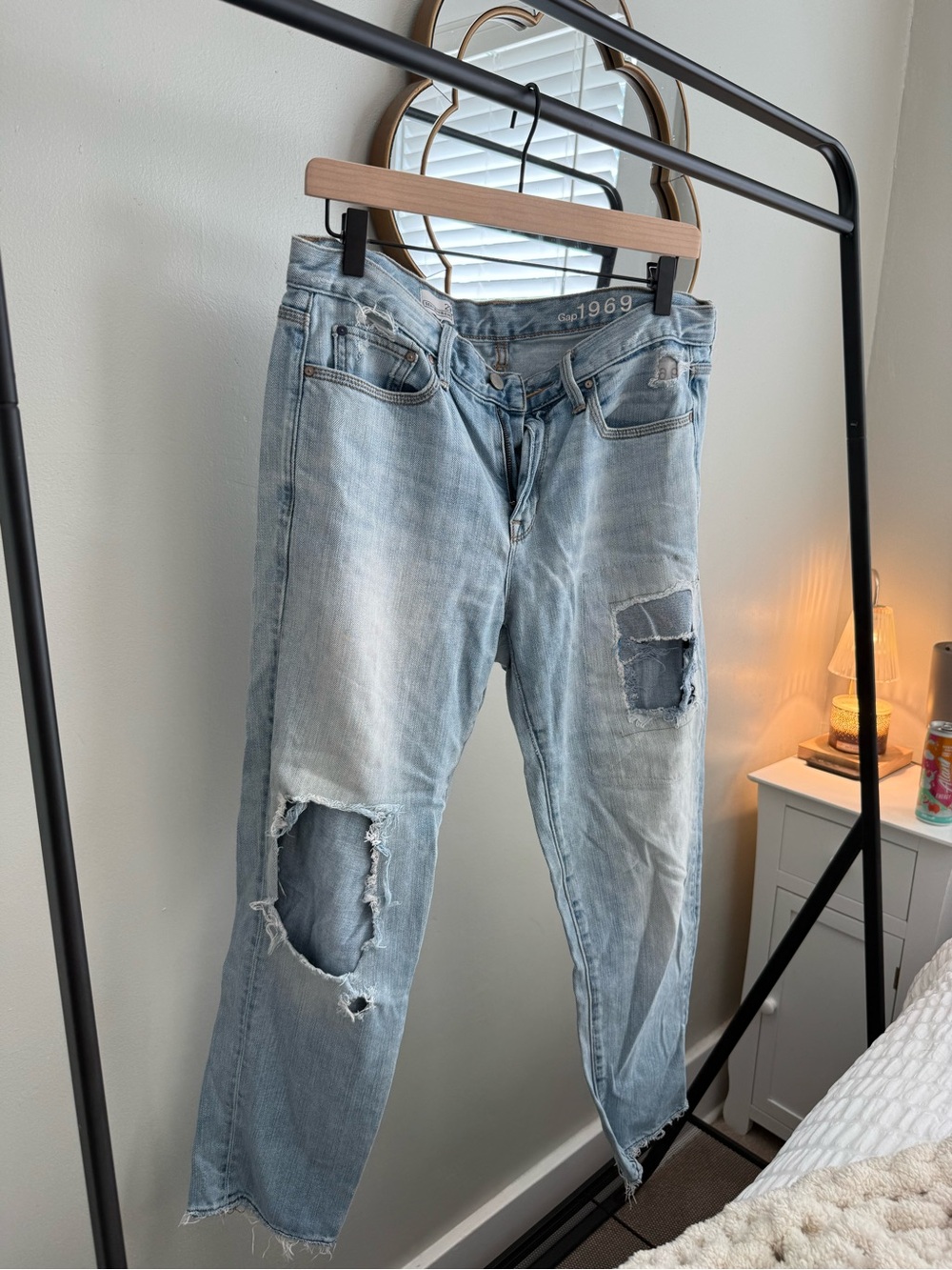 GAP Light Blue Distressed Wide Leg Jeans